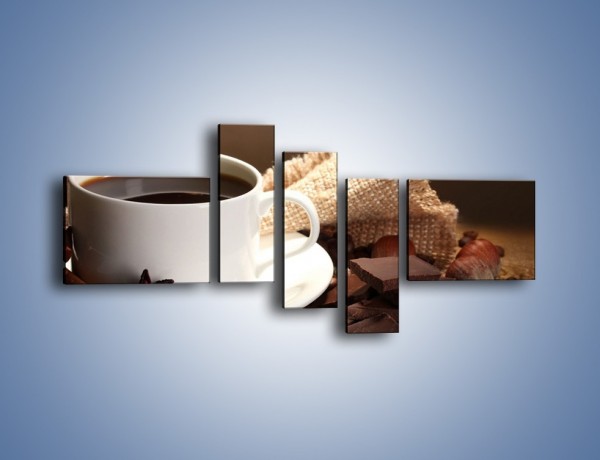 Obraz na płótnie – Kawa z dodatkiem czekolady – pięcioczęściowy JN453W5