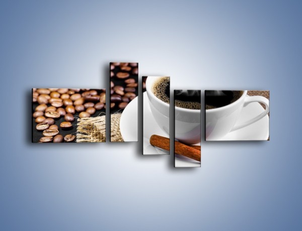 Obraz na płótnie – Kawa z cynamonową laską – pięcioczęściowy JN456W5