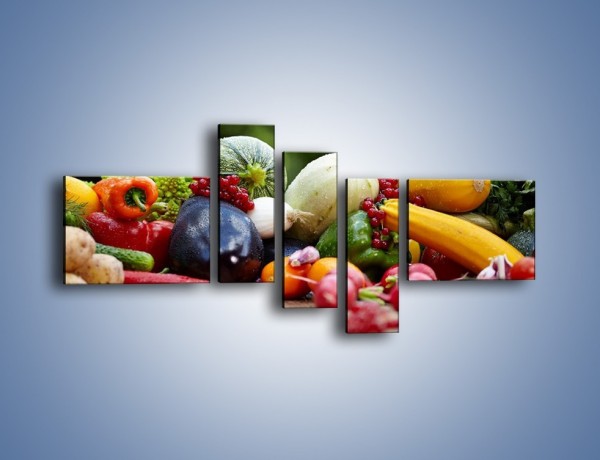Obraz na płótnie – Warzywa na ogrodowym stole – pięcioczęściowy JN483W5
