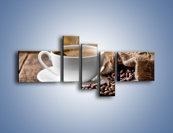 Obraz na płótnie – Filiżanka kawy z małą łyżeczką – pięcioczęściowy JN598W5
