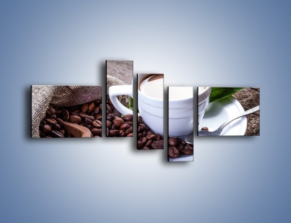 Obraz na płótnie – Dobrze odmierzona porcja kawy – pięcioczęściowy JN613W5