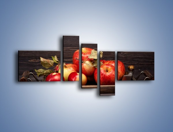 Obraz na płótnie – Dojrzałe jabłka na stole – pięcioczęściowy JN653W5