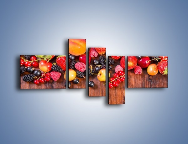 Obraz na płótnie – Stół do polowy wypełniony owocami – pięcioczęściowy JN721W5