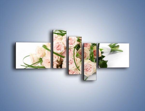 Obraz na płótnie – Wiązanka delikatnie różowych róż – pięcioczęściowy K012W5