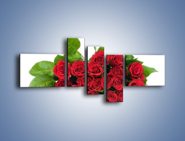 Obraz na płótnie – Idealna wiązanka czerwonych róż – pięcioczęściowy K018W5