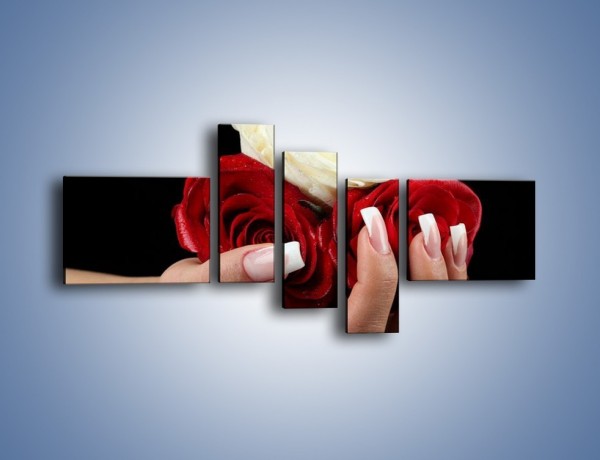 Obraz na płótnie – Pełna garść główek róż – pięcioczęściowy K025W5