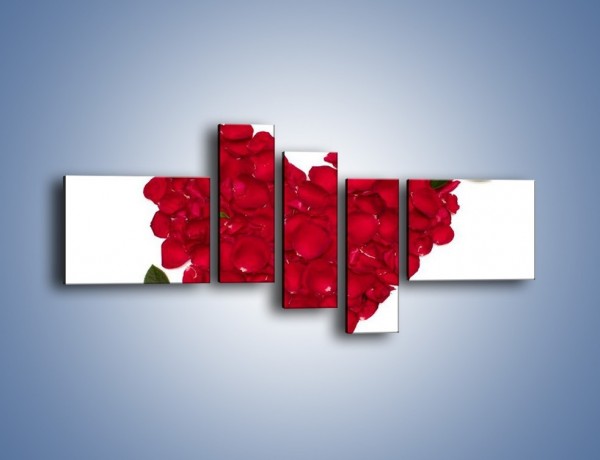 Obraz na płótnie – Różane serce dla ukochanej – pięcioczęściowy K042W5