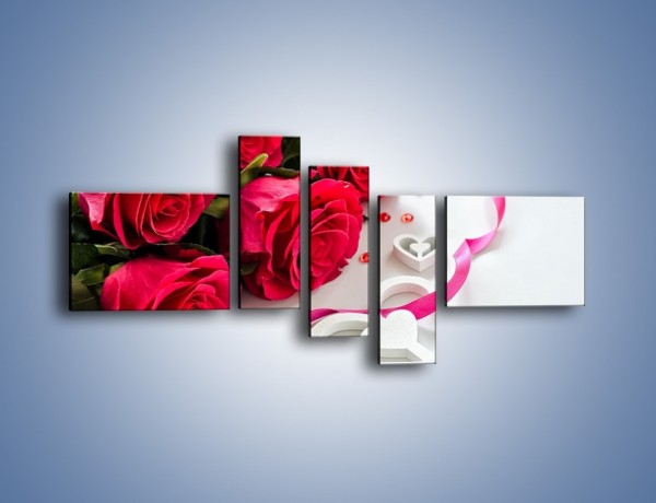 Obraz na płótnie – Róża z miłosnym przekazem – pięcioczęściowy K1011W5