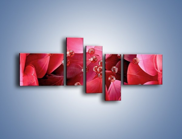 Obraz na płótnie – Koraliki wśród kwiatowych piór – pięcioczęściowy K134W5