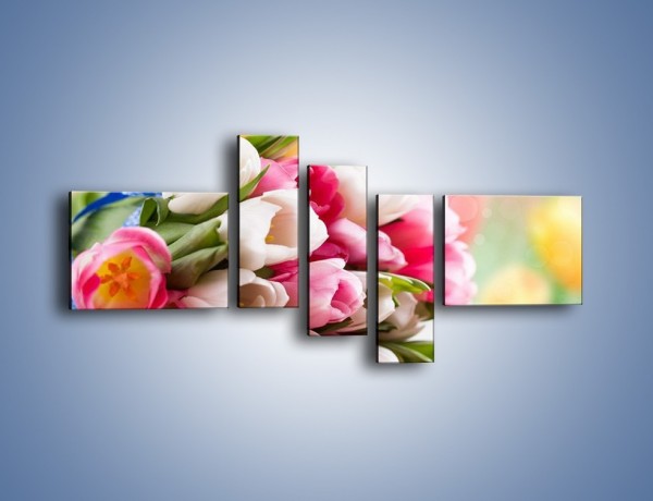 Obraz na płótnie – Tulipany w letniej odsłonie – pięcioczęściowy K404W5