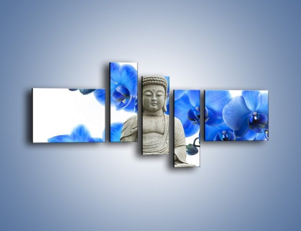 Obraz na płótnie – Niebieskie storczyki lubią buddę – pięcioczęściowy K600W5