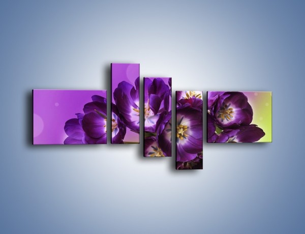 Obraz na płótnie – Fioletowe kwiaty w powietrzu – pięcioczęściowy K630W5