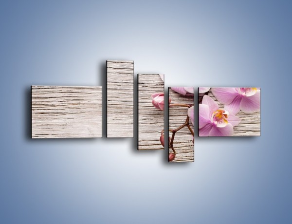Obraz na płótnie – Kwiaty na drewnianej belce – pięcioczęściowy K825W5