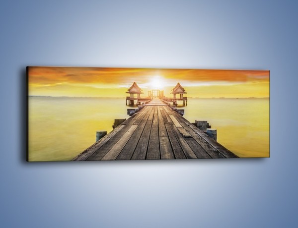 Obraz na płótnie – Powolutku przez mostek w stronę słońca – jednoczęściowy panoramiczny KN1357A