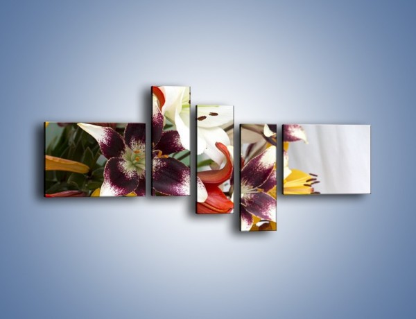 Obraz na płótnie – Wiązanka z samych lilii – pięcioczęściowy K945W5
