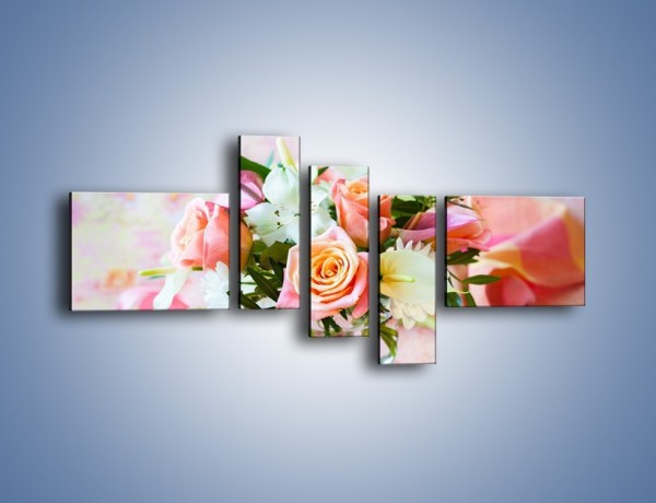 Obraz na płótnie – Kieliszek z kwiatuszkami – pięcioczęściowy K948W5