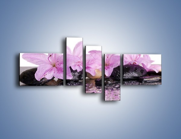 Obraz na płótnie – Lila kwiaty w mokrym klimacie – pięcioczęściowy K957W5