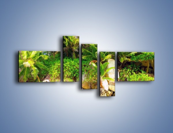 Obraz na płótnie – Ściana tropikalnych drzew – pięcioczęściowy KN086W5