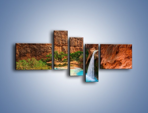 Obraz na płótnie – Kanion z błękitną wodą – pięcioczęściowy KN1076W5