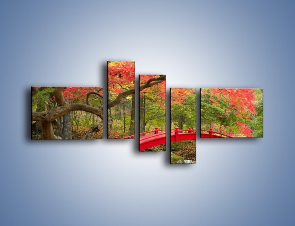Obraz na płótnie – Czerwony most czy czerwone drzewo – pięcioczęściowy KN1122AW5