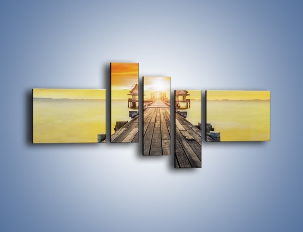 Obraz na płótnie – Powolutku przez mostek w stronę słońca – pięcioczęściowy KN1357AW5