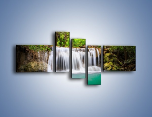 Obraz na płótnie – Piękno leśnego wodospadu – pięcioczęściowy KN894W5