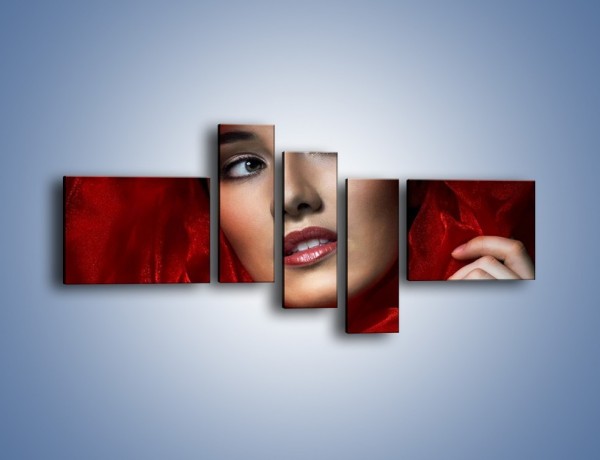 Obraz na płótnie – Kobieta w czerwieni – pięcioczęściowy L187W5
