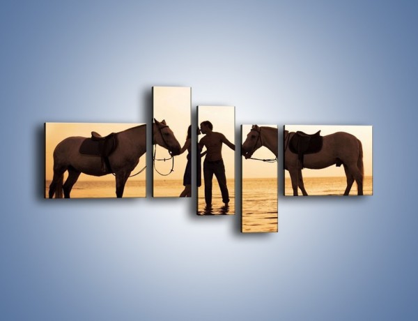 Obraz na płótnie – Miłość morze i konie – pięcioczęściowy L253W5