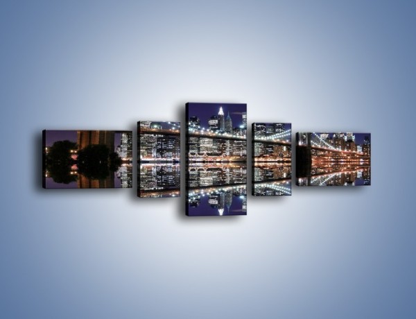 Obraz na płótnie – Most Brookliński w lustrzanym odbiciu wody – pięcioczęściowy AM067W6