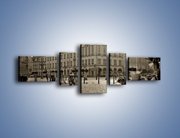 Obraz na płótnie – Rynek Starego Miasta w stylu vintage – pięcioczęściowy AM138W6