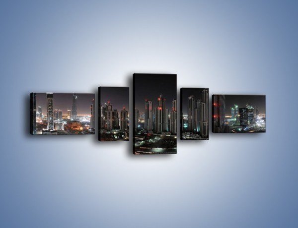 Obraz na płótnie – Panorama Dubaju nocą – pięcioczęściowy AM185W6