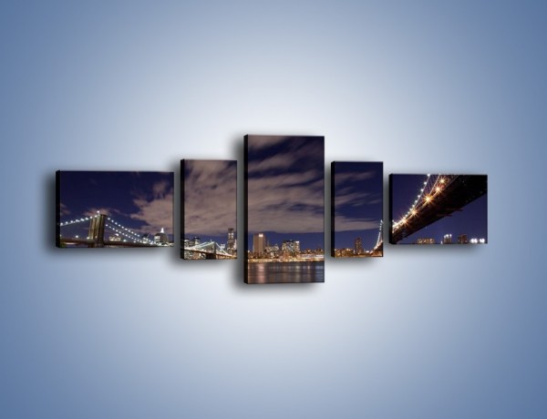 Obraz na płótnie – Rozświetlone nowojorskie mosty – pięcioczęściowy AM204W6
