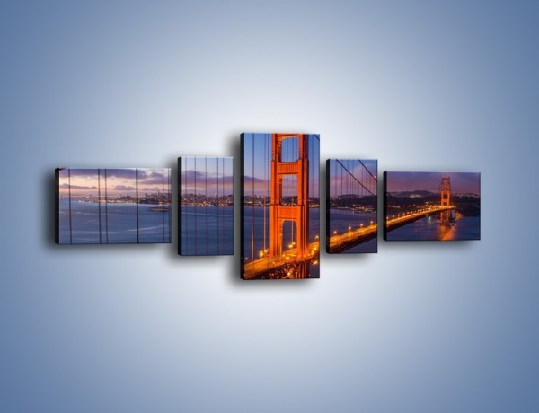 Obraz na płótnie – Rozświetlony most Golden Gate – pięcioczęściowy AM360W6