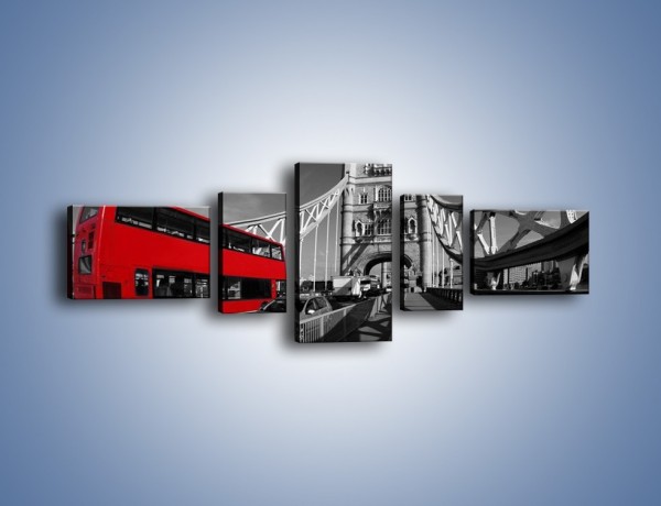 Obraz na płótnie – Tower Bridge i czerwony autobus – pięcioczęściowy AM394W6