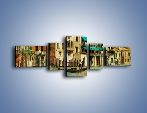 Obraz na płótnie – Weneckie domy w stylu vintage – pięcioczęściowy AM459W6