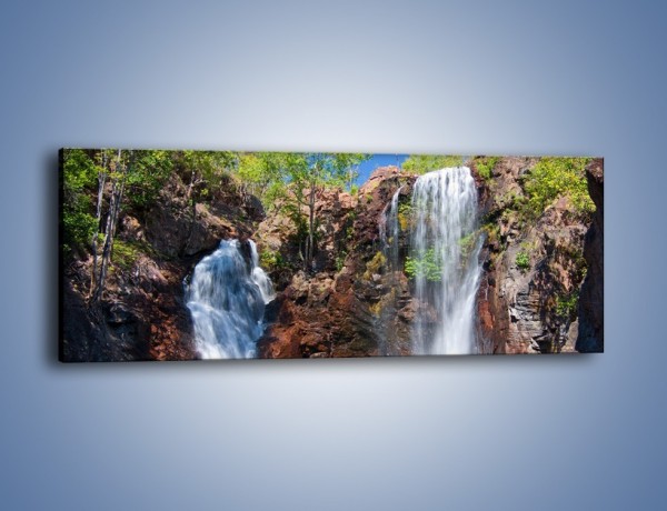 Obraz na płótnie – Wodospad duży i mały – jednoczęściowy panoramiczny KN210