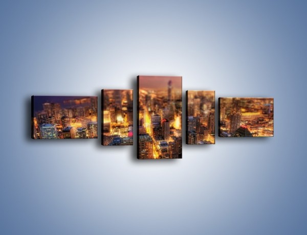 Obraz na płótnie – Rozmyta panorama Chicago – pięcioczęściowy AM562W6
