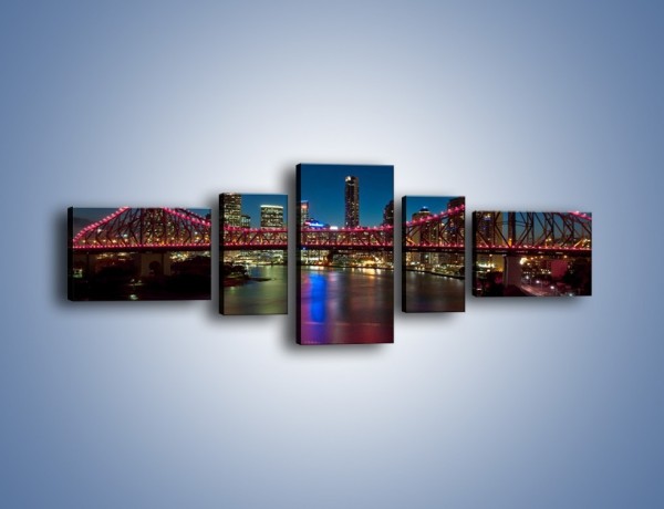 Obraz na płótnie – Most oświetlony na czerwono – pięcioczęściowy AM594W6