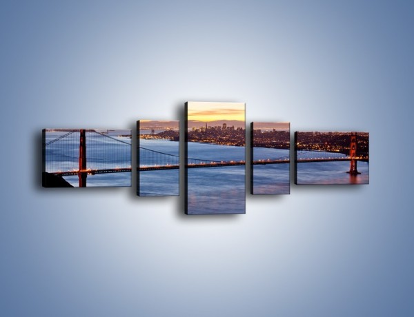 Obraz na płótnie – Most Golden Gate o zachodzie słońca – pięcioczęściowy AM608W6