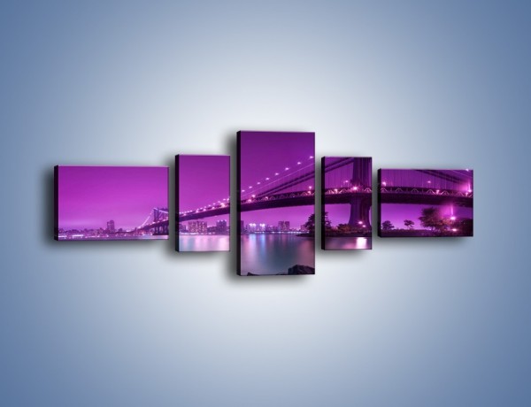 Obraz na płótnie – Manhatten Bridge w kolorze fioletu – pięcioczęściowy AM619W6