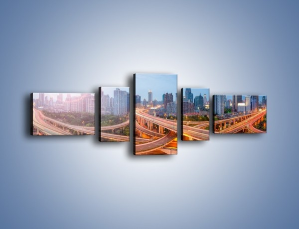 Obraz na płótnie – Panorama Szanghaju – pięcioczęściowy AM682W6