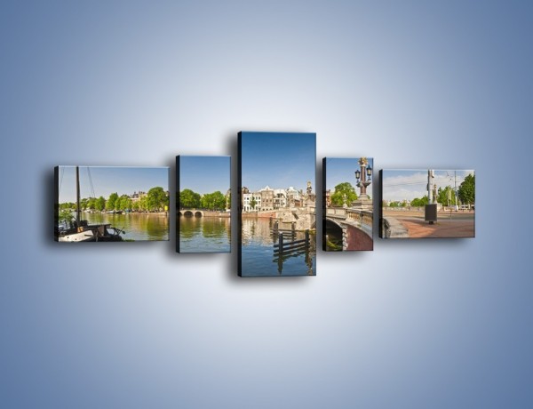 Obraz na płótnie – Most Blauwbrug w Amsterdamie – pięcioczęściowy AM713W6