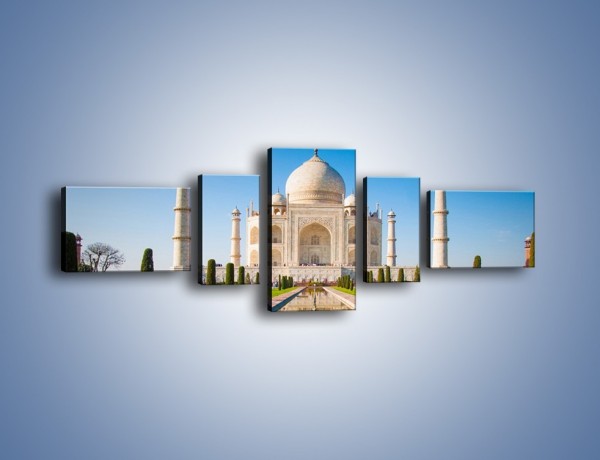 Obraz na płótnie – Taj Mahal pod błękitnym niebem – pięcioczęściowy AM750W6