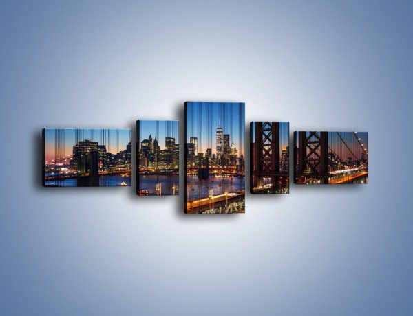 Obraz na płótnie – Nowojorskie mosty na tle Manhattanu – pięcioczęściowy AM751W6