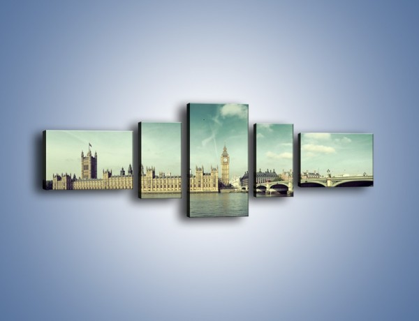 Obraz na płótnie – Panorama Pałacu Westminsterskiego – pięcioczęściowy AM758W6