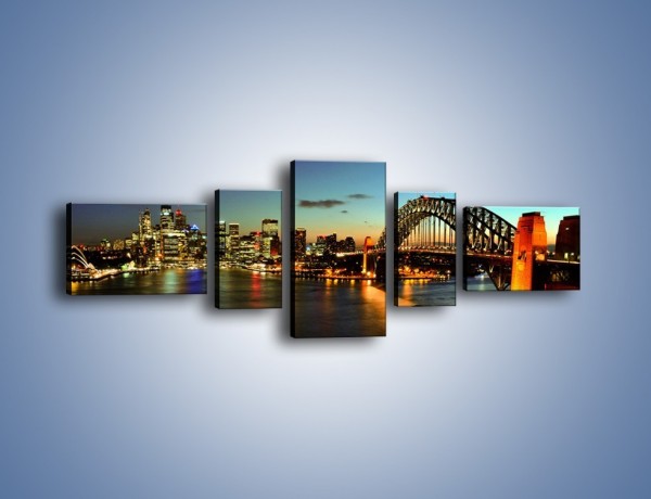 Obraz na płótnie – Panorama Sydney po zmroku – pięcioczęściowy AM770W6
