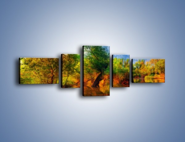 Obraz na płótnie – Drzewa w wodnym lustrze – pięcioczęściowy GR010W6
