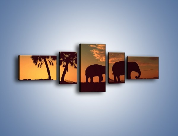 Obraz na płótnie – Powrót słoni do domu – pięcioczęściowy GR286W6