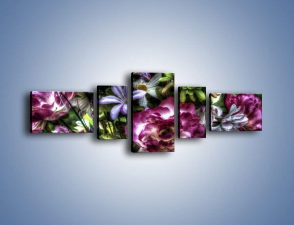 Obraz na płótnie – Kwiaty w różnych odcieniach – pięcioczęściowy GR318W6