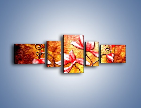 Obraz na płótnie – Kwiaty i ogień – pięcioczęściowy GR565W6